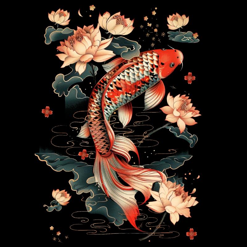 T-shirt Peixe Koi Japonês