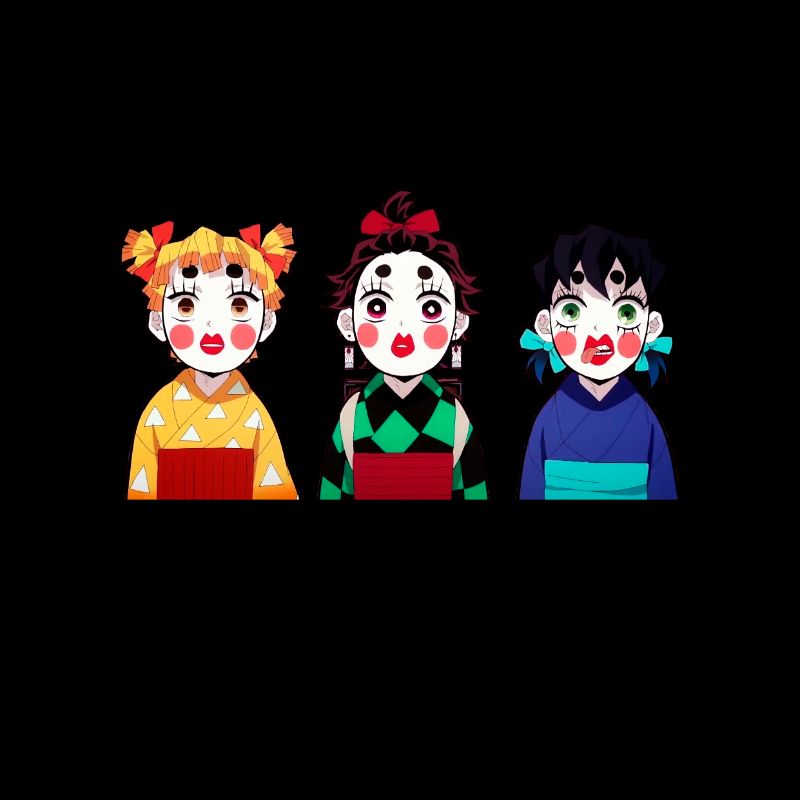 Camiseta Kimetsu no Yaiba trío travestido