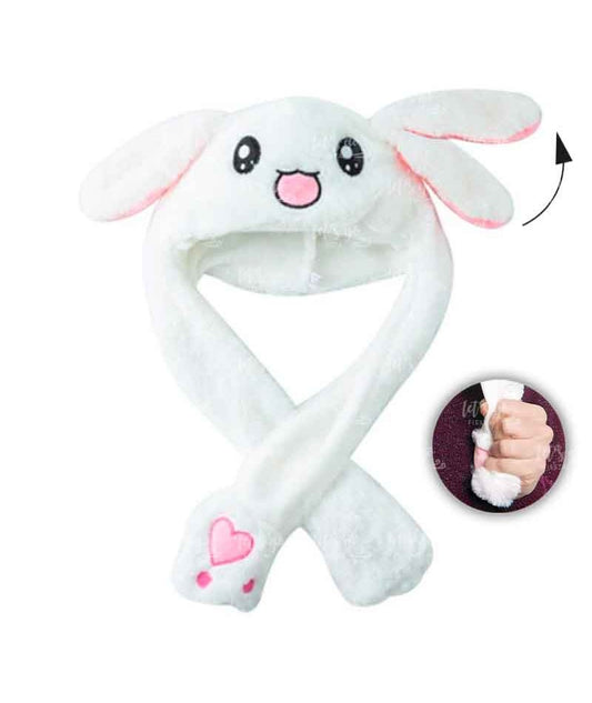 Gorro Conejo Blanco Orejas Movimiento