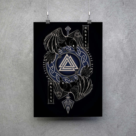 Poster Valknut con Hugin y Munin