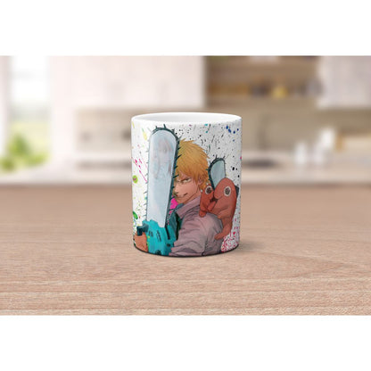 Taza Denji y Pochita Chainsaw Man