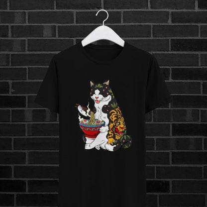 Camiseta Gato comiendo ramen