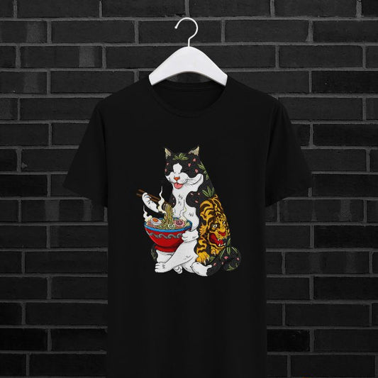 Camiseta Gato comiendo ramen