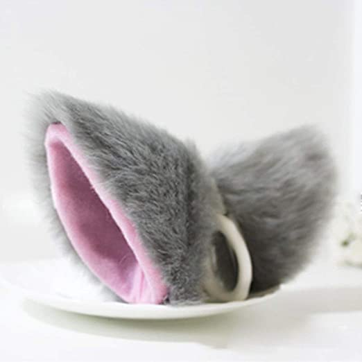 Gancho de Cabelo Orelha de Gato Cinzento Neko