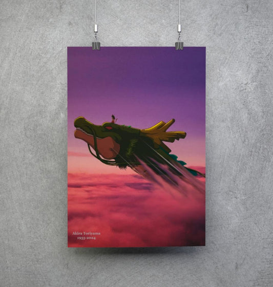 Poster Shenron de Dragon Ball homenagem a Akira Toriyama