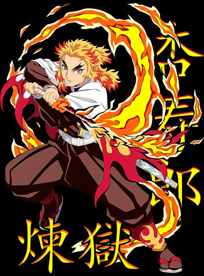 Camiseta Kyojuro Rengoku de Kimetsu no Yaiba