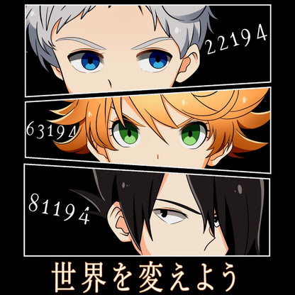 T-shirt Let's change the world de The Promised Neverland (Arte nossa)